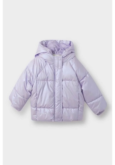 Defacto Kapüşonlu Fermuarlı Çıtçıtlı Şişme Lila Kız Bebek Mont E7985a5/pr247 Lila