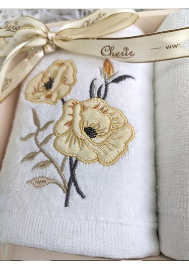 Cherir 2 Parçalı Nakışlı Havlu Seti 211845946 Beyaz