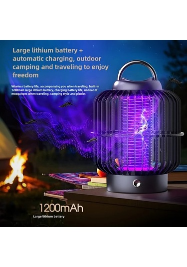 Boatshop1 Şarj Edilebilir 2si 1 Arada Beige Kablosuz Sinek Öldürücü Lamba Yaz İçin Açık Hava Kamp Bahçe Ev