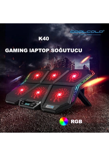 Coolcold Led K40 6 Fanlı 17 İnç Rgb Laptop Notebook Soğutucu Stand