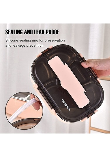 Ulzyvf Yemek Termos Seti Pembe Paslanmaz Çelik Bölmeli 304 1.5l Yemek Kabı Mürdüm