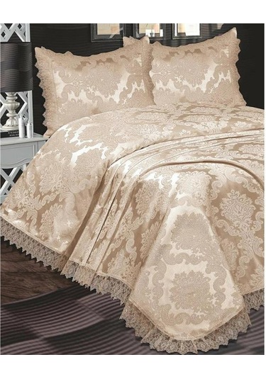 Çeyiz Diyarı Fransız Güpürlü Lunox Yatak Örtüsü Cappucino (516635975) Cappucino