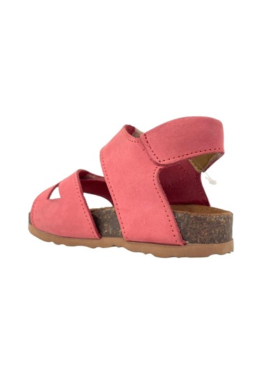 Hakiki Deri Mantar Taban Çocuk Sandaleti Mercan Mercan