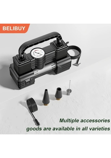 Boatshop1 Belibuy Siyah 12v 150psı Taşınabilir Hava Kompresörü Dijital Basınç Ölçerli Araba Bisiklet Motosiklet Ve Toplar İçin