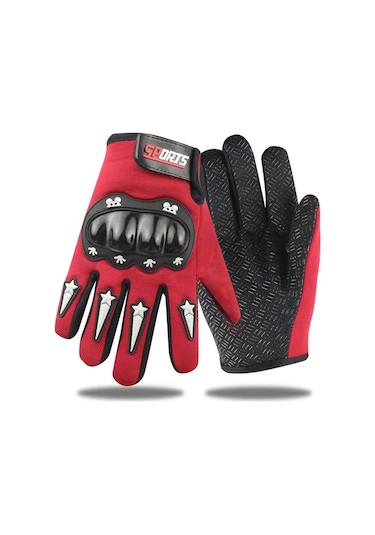 Çocuklar İçin Tam Korumalı Kırmızı Renkli Scooter Bisiklet Eldiveni