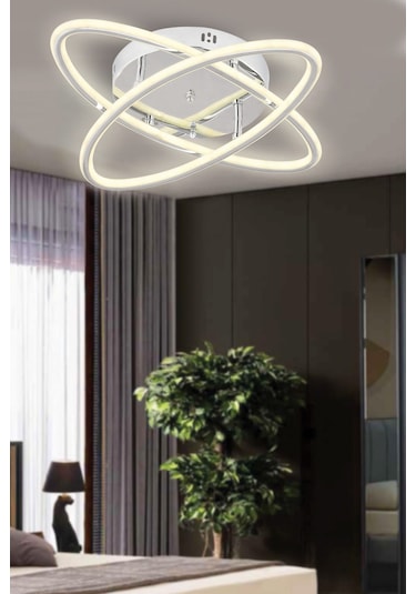 Star Krom 2li Kumandalı Ve Dimerli Beyaz, Sarı, Gün Işığı Ledli Plafonyer Avize Sb-ld-502 Krom