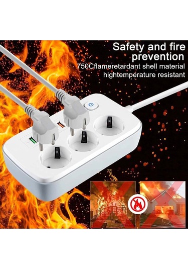 Power Socket Uzatma Kablosu, Grup Priz Uzatma Kablosu, Akım Korumalı Uzatma Kablosu 0-2