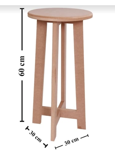Boyanabilir Ahşap Mdf Yuvarlak Demonte Tabure 30x60 Xm