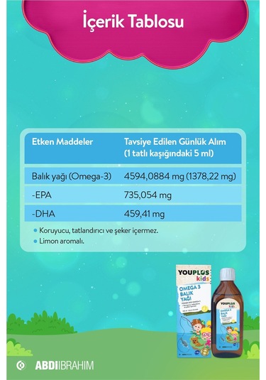Youplus Kids Omega 3 150 Ml Balık Yağı