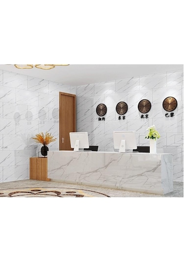 60x30cm Shiny Net Gri Mermer Desenli Yapışkanlı Karavan Prefabrik Banyo Wc Duvar Kaplama Paneli