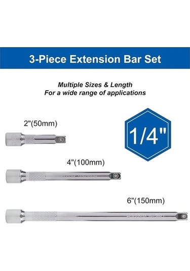 Yulong Reedark 1/4" Sürüş Uzatma Seti - 3 Parça Krom Vanadyum