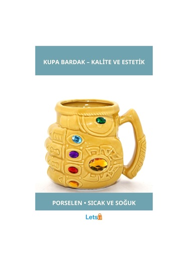 Porselen Thanos Eli Kupa Bardak Marvel 450ml Çok Renkli
