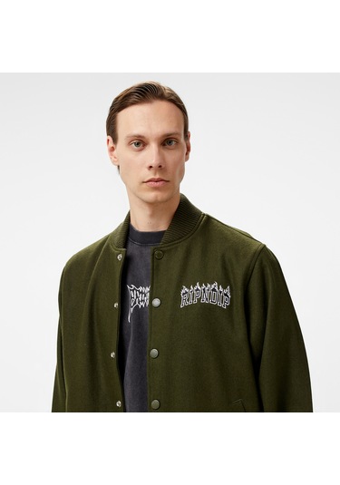 Ripndip Fire Spirit Varsity Erkek Yeşil Ceket Düz Rndfal24102 Yeşil