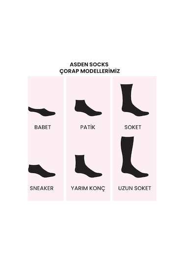 Asden Bambu Kadın Soket Çorap Siyah 4'lü, Yıkamalı, Burun Dikişsiz 3 Beyaz 3 Siyah