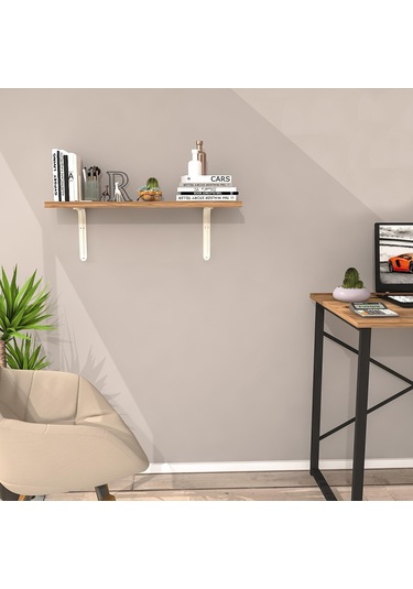 L Konsol Duvar Rafı - Duvara Monte Raf 25x60 Cm Metalik