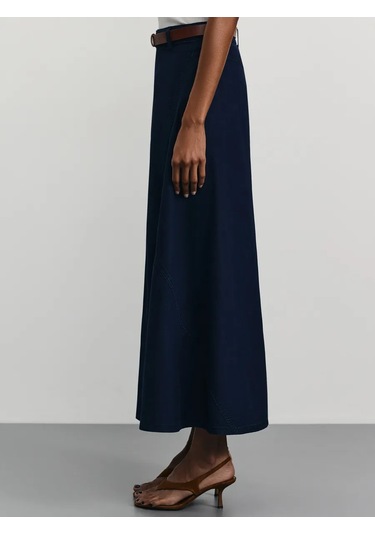 Zarına Kot Etek, Uzun A-kesim, Kemerli 338462141 Mavi