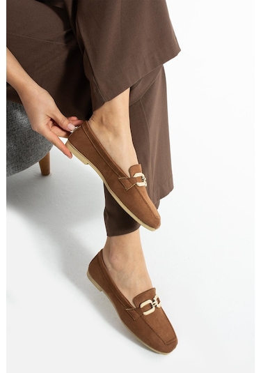 Modafrato ALY-165 Günlük Kadın Babet Ayakkabı - Taba