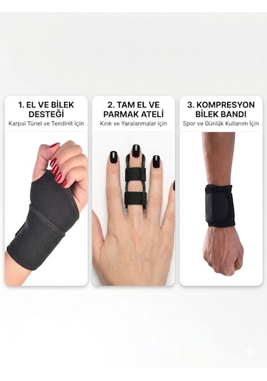 3lü Set Bilek Destekleme Incinme Yaralanma Bandajı Blek Ateli