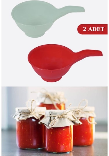 Flosoft Saplı Kavanoz Hunisi, Geniş Ağızlı Konserve Reçel Salça Doldurma Hunisi 2 Adet