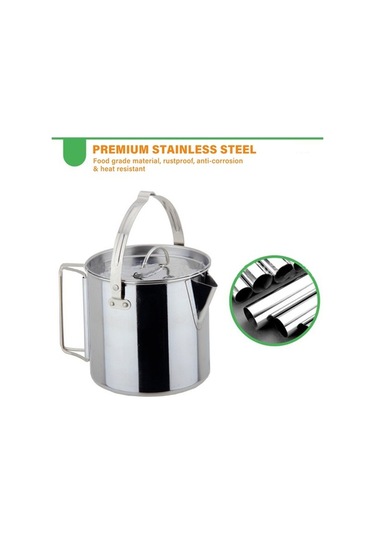 Dancemonkey Çelik 1.2l Paslanmaz Su Isıtıcısı Kapalı Piknik Kaynar Su Kamp Yürüyüş Gümüş