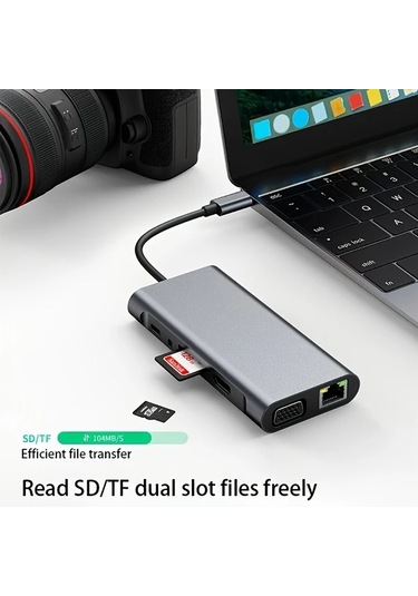 Xuweiwei 100 Mbps Macbook Uyumlu Windows Ve Usb C Dizüstü Bilgisayarlar İçin 11 Li Tip C Usb C Genişletme Ünitesi