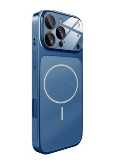 Apple Uyumlu   iPhone Mavi 14 Pro 17 Pro Max Görünüme Çeviren Kamera Koruma Magsafe Kılıf