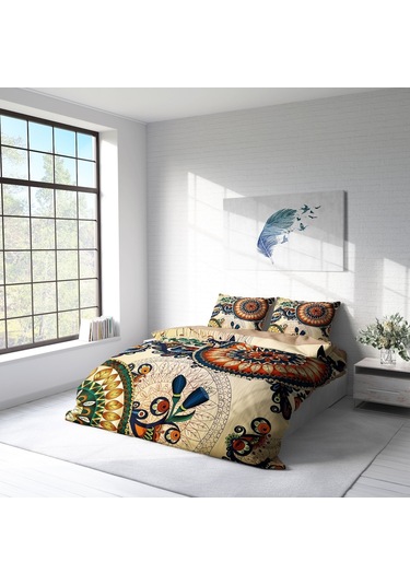 Monohome Otantik 3D Pamuk Saten Çift Kişilik Nevresim Takımı Çok Renkli