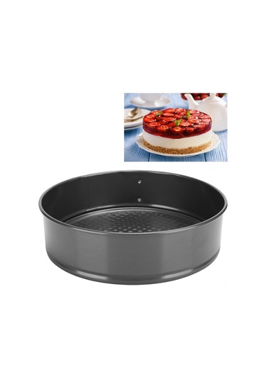 Vkemall 18 Cm Çelik Kek Kalıbı, Konuşabilir Tabanı, Anti Yapışkan Kaplama, Ev Fırınlama, Mousse/pasta İçin Siyah Gri