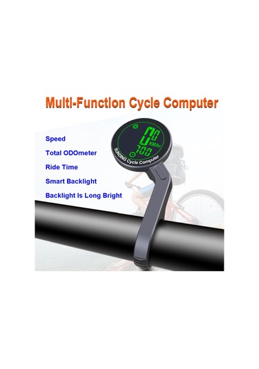 Aubyhe Bisiklet Hızı Ve Mesafe Ölçer, 16 Fonksiyonlu, Arka Işık Sürekli Açık, Spor Ve Günlük Kullanım İçin İngilizce Ekranlı Kompakt Sayaç Siyah