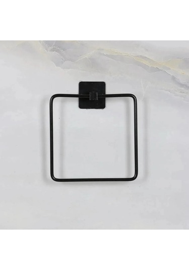 Sıladanal Kendiliğinden Yapışkanlı Siyah Paslanmaz Metal Kare Havluluk Açık Bej