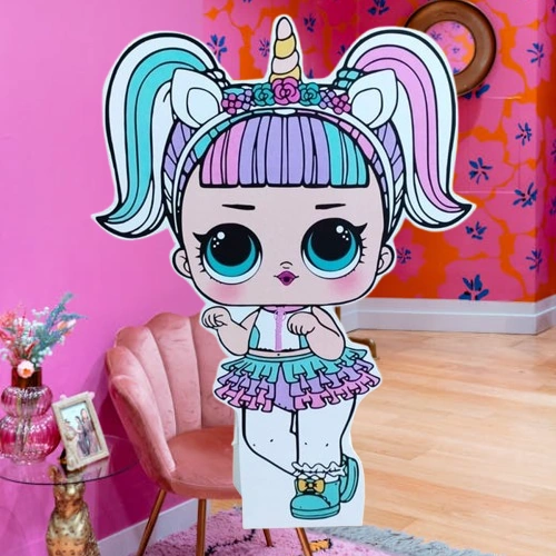 Ayaklı Pano Lol Bebek Unicorn Temalı 50x30 Cm Doğum Günü Masa Dekoru Oda Süsü Diğer