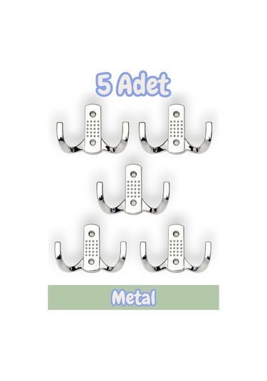 Noktalı Portmanto Vestiyer Duvar Dolap Elbise Askısı Krom Metal Mobilya Kapı Askılığı Askılık 5 Adet Krom