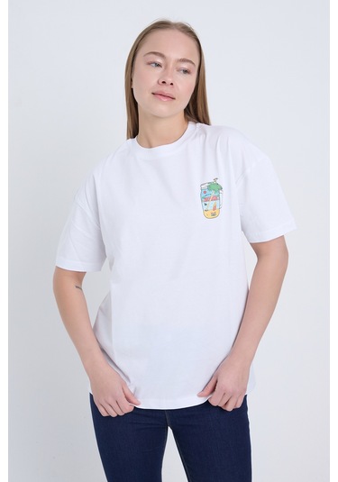 Velvoria Unisex Oversize Beyaz Summer T-shirt
