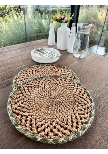 2'li Amerikan Servis - Leke Tutmaz- Kahverengi-yeşil 33 X 33 Cm Kahverengi