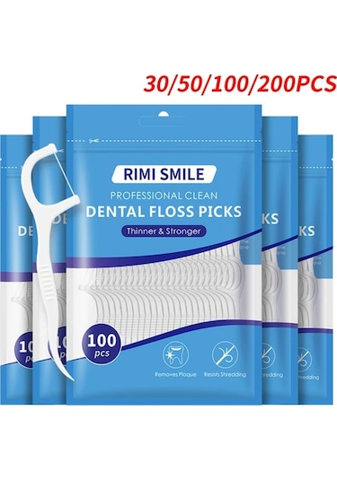 Willowhaven 4 Paket 200 Adet Rımı Smıle Pratik Diş İpi Çubuğu Yemek Sonrası Ağız Hijyeni