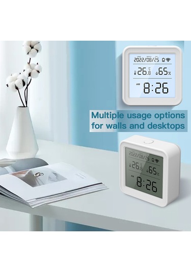 Leezsing Tuya Wifi Isı Ve Nem Sensörü, Akıllı Uygulama Kontrolü, Alexa/google Home Uyumlu, Veri Kaydı, Alarm Fonksiyonu, Geri Aydınlatma Th08