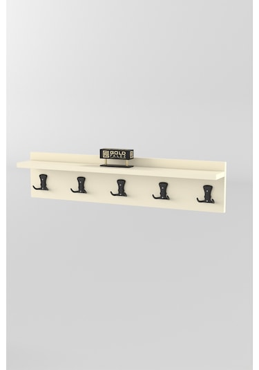 Askılık Duvar Elbise Askılığı Portmanto 80 Cm Krem Düz Ekru