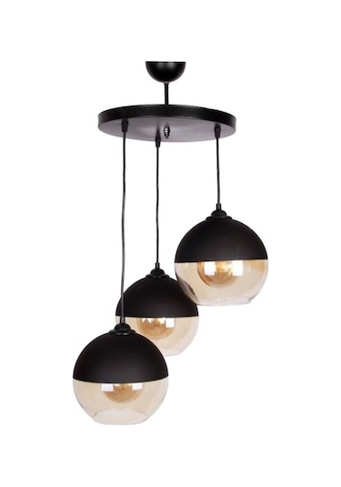 Mylights Rustik Bal Camlı Üçlü Avize Camlar 20 Cm Taban 30 Cm