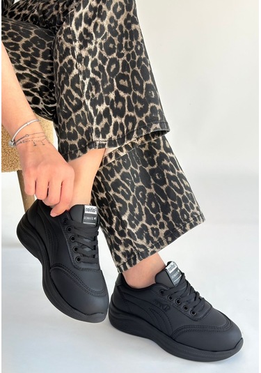 Yejja Siyah Cilt Bağcıklı Spor Ayakkabı Çok Renkli