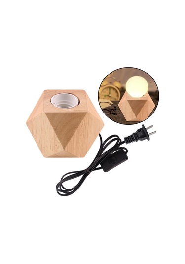 Soulader E27 Duyulu Retro Masa Lambası Elmas Desenli Ahşap Gece Lambası Dekoratif Aydınlatma Çok Renkli