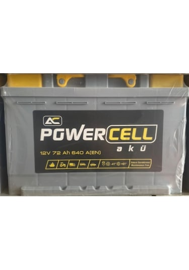 12V 72 Amper 640 AEN Powercell Akü 2 YIL GARANTİLİ
