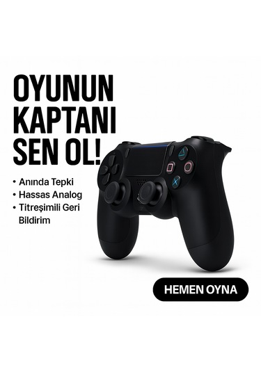 Ps4 Kolu Kablosuz Şarj Edilebilir Ergonomik Titremeli Siyah