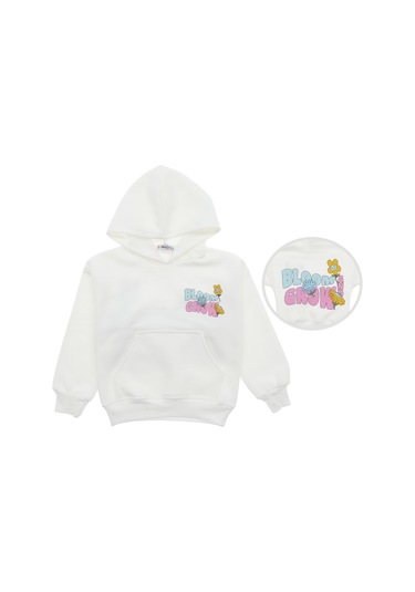 Arka Bl0om Grow Baskılı Üç İplik Sweatshırt Ekru