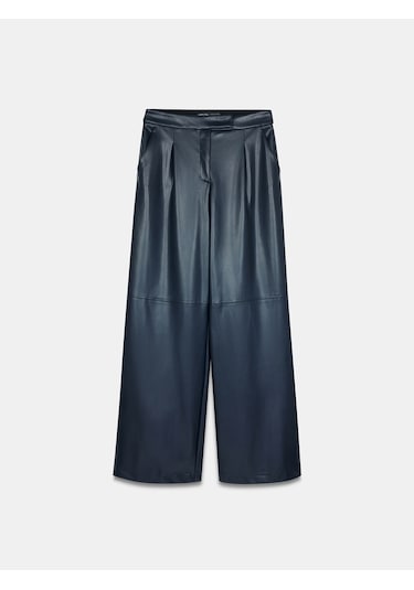 Dilvin 72238 Suni Deri Paçası Geniş Pantolon-lacivert Lacivert