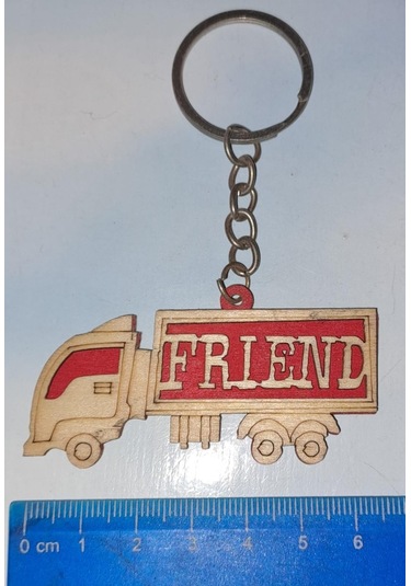 Küçük Ahşap Kamyon Anahtarlık