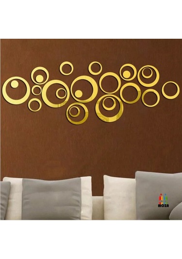 Anshery Aynalı Duvar Dekoratif Stickerları 206751724 Altın Rengi