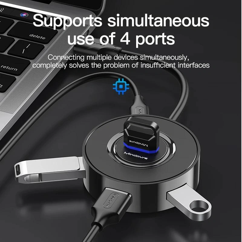 Sones Mindpure Us018 Bilgisayar Genişletme Usb2.0 4 Portlu Hub, Uzunluk: 0,3 M Siyah
