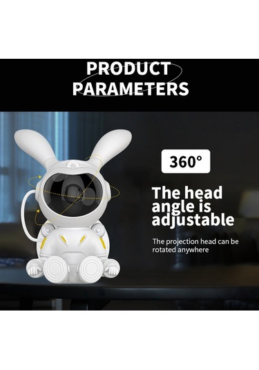 Cbtx 3w Başucu Usb Gece Lambası Ay Tavşan Lazer Atmosfer Projeksiyon Lambası