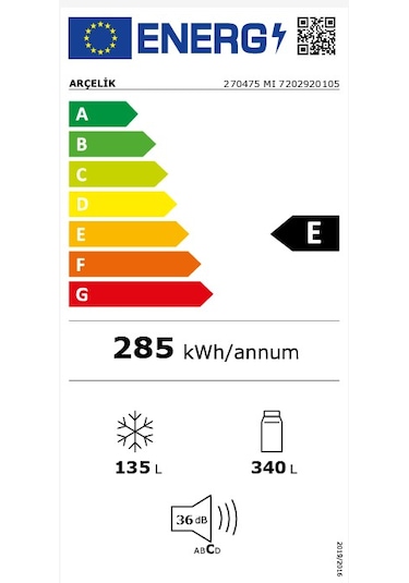 Arçelik 270475 MI 475 LT No Frost Alttan Donduruculu Buzdolabı