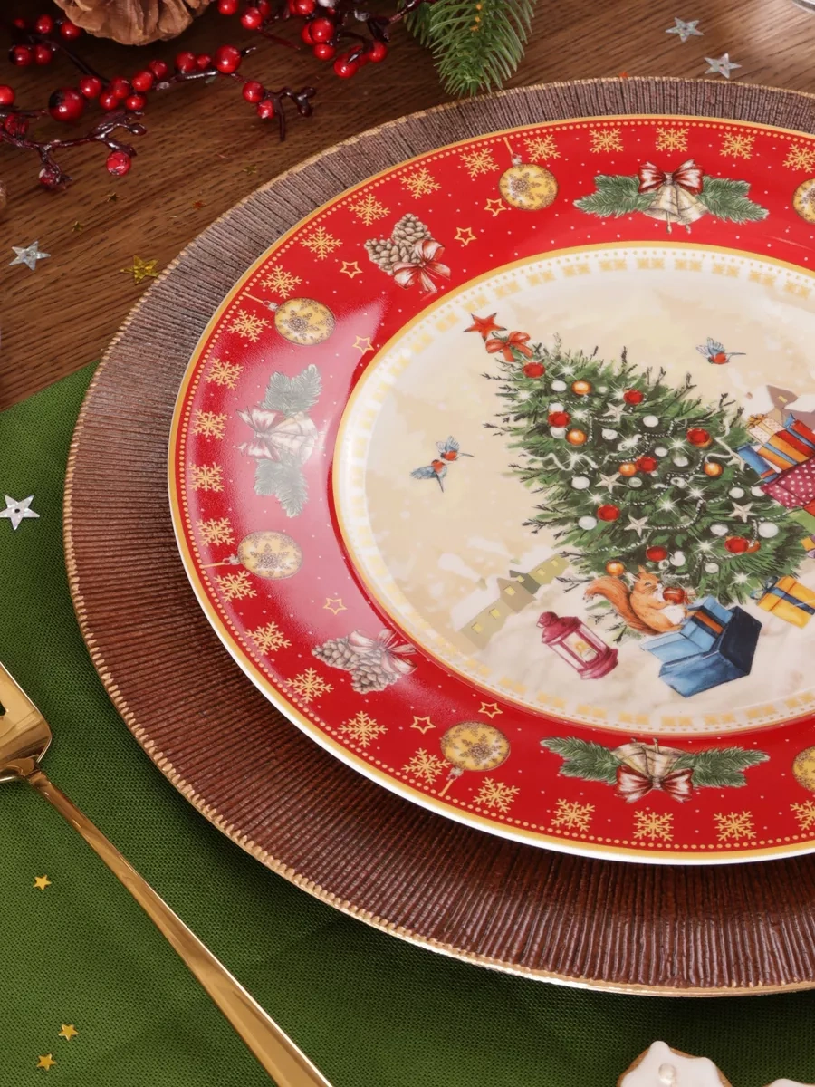 Lefard Yeni Yıl Yemek Tabağı "ağaç" 27 Cm 161552724 Kırmızı